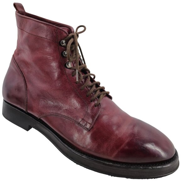 Alberto Fasciani Italy Burnished Burgundy Combat Boots Mens 9 Casual Dress Boots - Picture 1 of 14